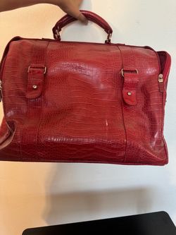 Bath & Body Works Red Faux-Croc Duffle Bag