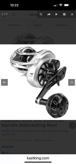 Kapstan Elite 300 Baitcasting Reel Left Handed Spooled With 50 Lbs Braided line 