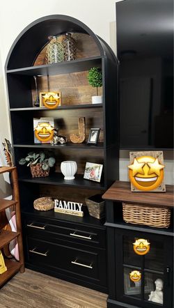 Black and Wood color Bookshelves