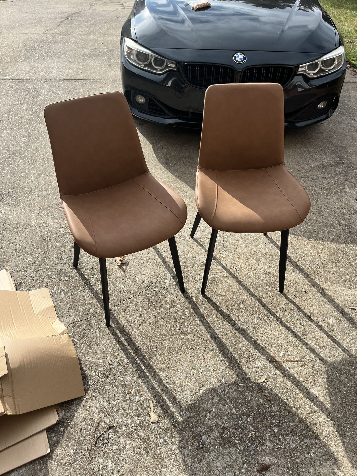 32.4"H Modern Upholstered Dining Chairs, Faux Leather Back with Steel Legs for Kitchen, Dining, Living, Reception, Office Guest Chairs, and Outdoor