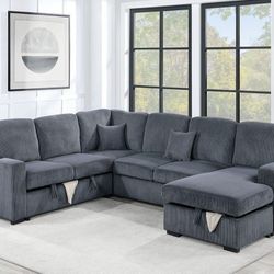 ✅️✅️4-Piece Convertible Sectional
Sleeper Sofa, Chaise Storage, Sofa Storage & USB Port✅️✅️
