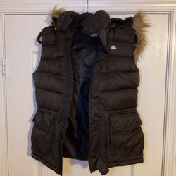 Black Vest With Fur Hood 