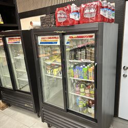 2 True 2-Door Commercial Glass Door Coolers – $1000 for Both 