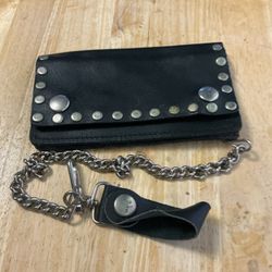 Genuine Leather Motorcycle Stud Wallet 