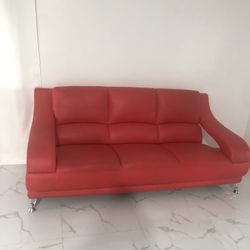 Red Leather Sofa