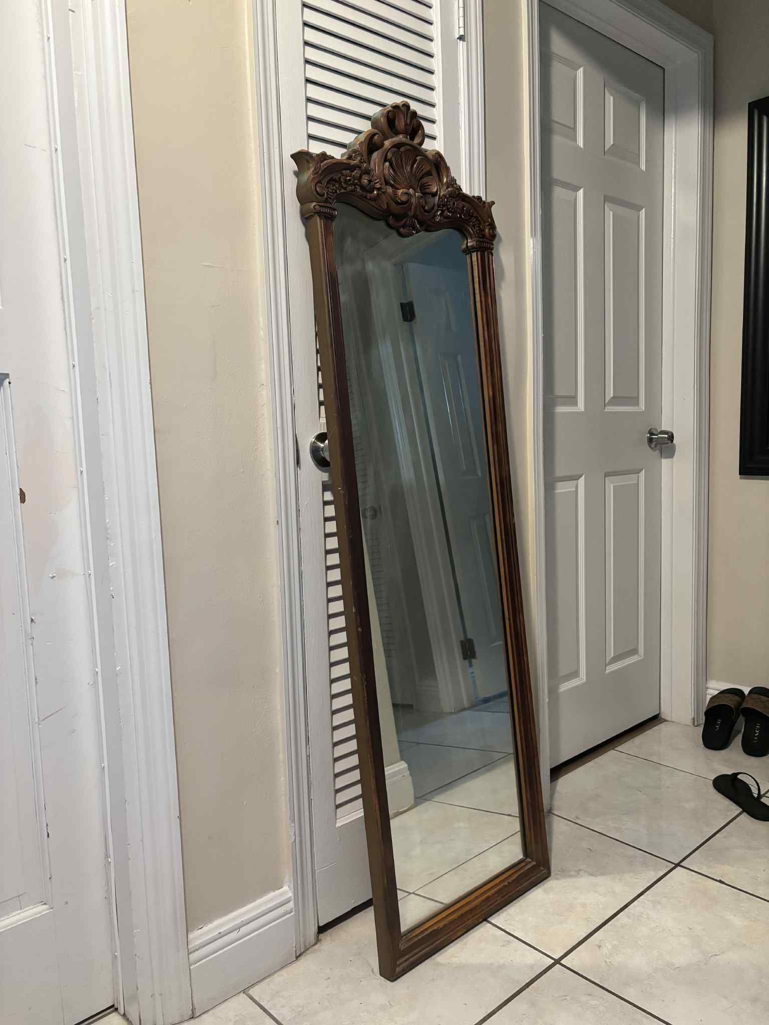 Antique Carved Mirror 19”Lx63”H