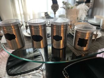 Set of 4 Stainless Steel Canisters