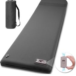Self Inflating Camping Portable Sleeping Pad Built In Pump with Memory Foam Gray