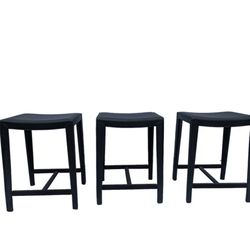 Set of Counter Height Leather Bar Stools (4)