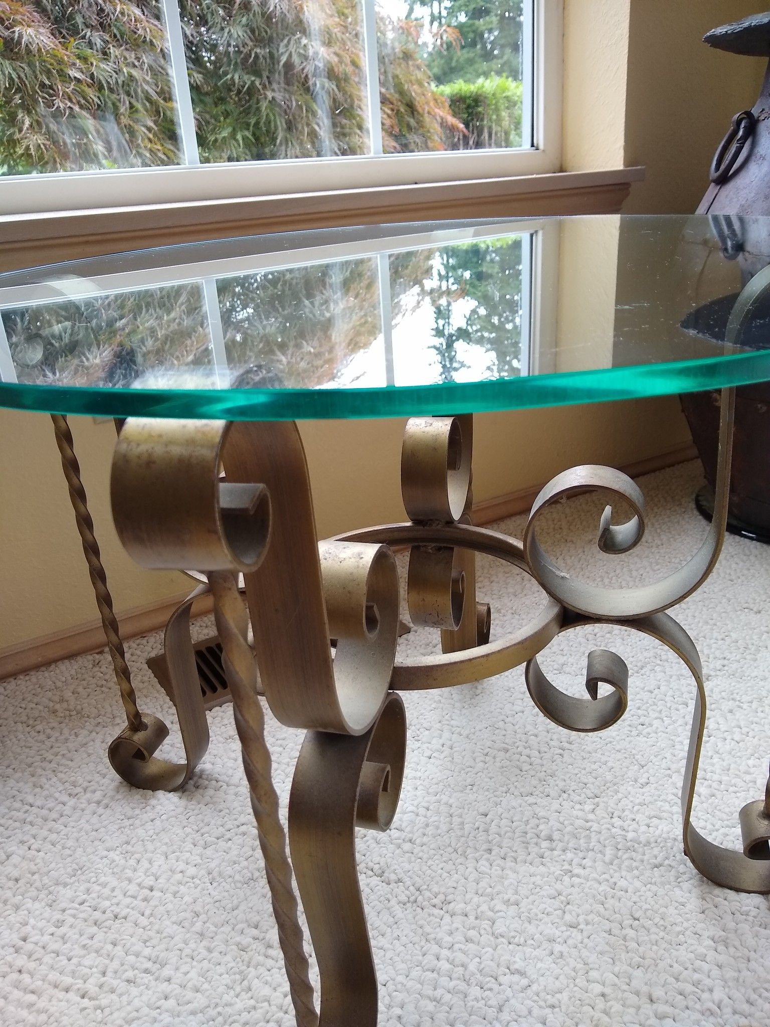 Iron and glass side table