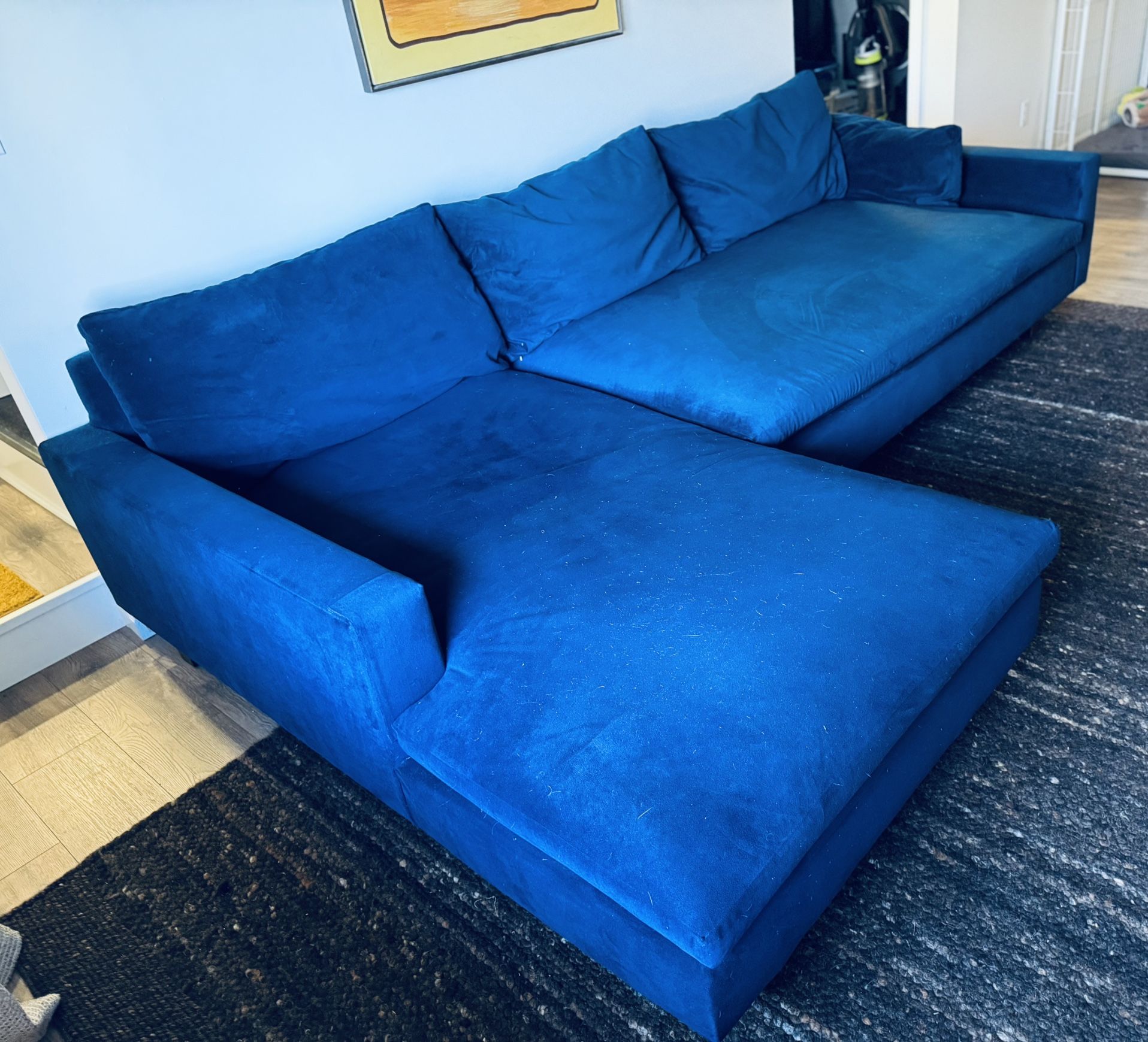 West Elm Harmony Couch – Extra Deep Ink Blue Velvet – Excellent Condition – $1800 (OBO)