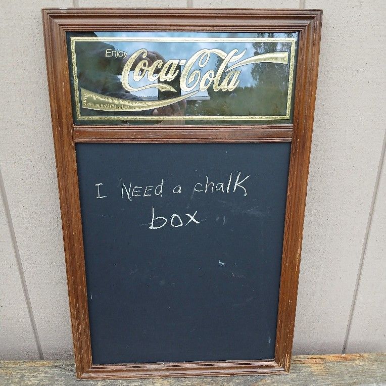Vtg Coke Advertising Coca-Cola Chalk Board Black/Gold 31×19 in