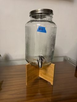 IKEA Glass Beverage Dispenser with Bamboo Stand