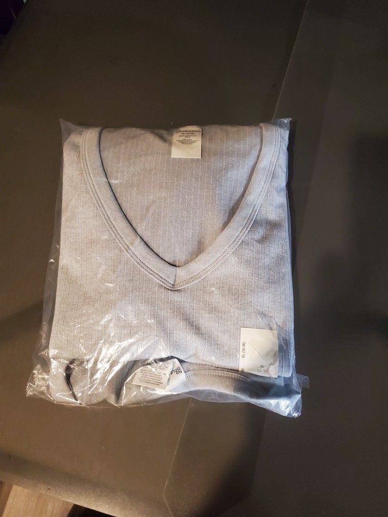 NB SEAMLESS VNK TOP XL(16-18)Lt Heather grey