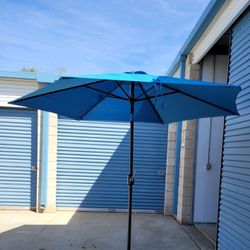 9 Feet Aluminum Table Umbrella With Crank And Push Button New