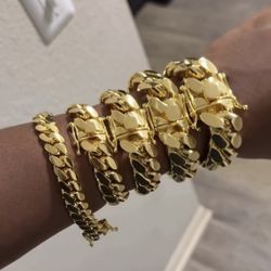 14K Gold Plated Miami Cuban Bracelets (All Sizes Available)