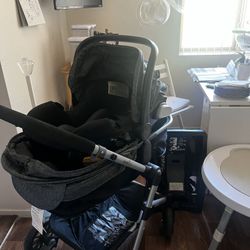 Stroller, Car seat, Carseat With Base, Stroller And Carseat, Black And Grey Carseat, Infant Carseat, Infant Stroller, Bassinet Stroller