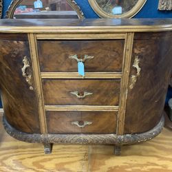 Antique Shabby Gold Accent Buffet  Cabinet 