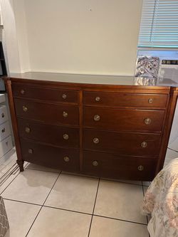 Wood Dresser with Brass Hardware