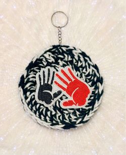 Handmade Crochet Hands Patch Keychain