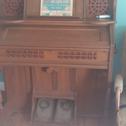 Antique Organ And Stool 