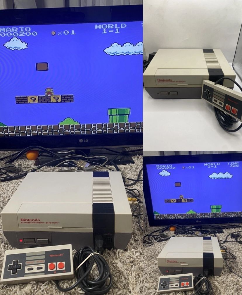 Original NES Nintendo Entertainment System Console Controller + Cords Tested NE