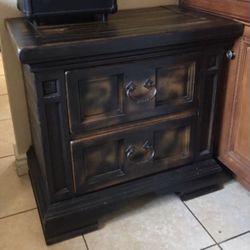 Wood Side End Table With Drawers