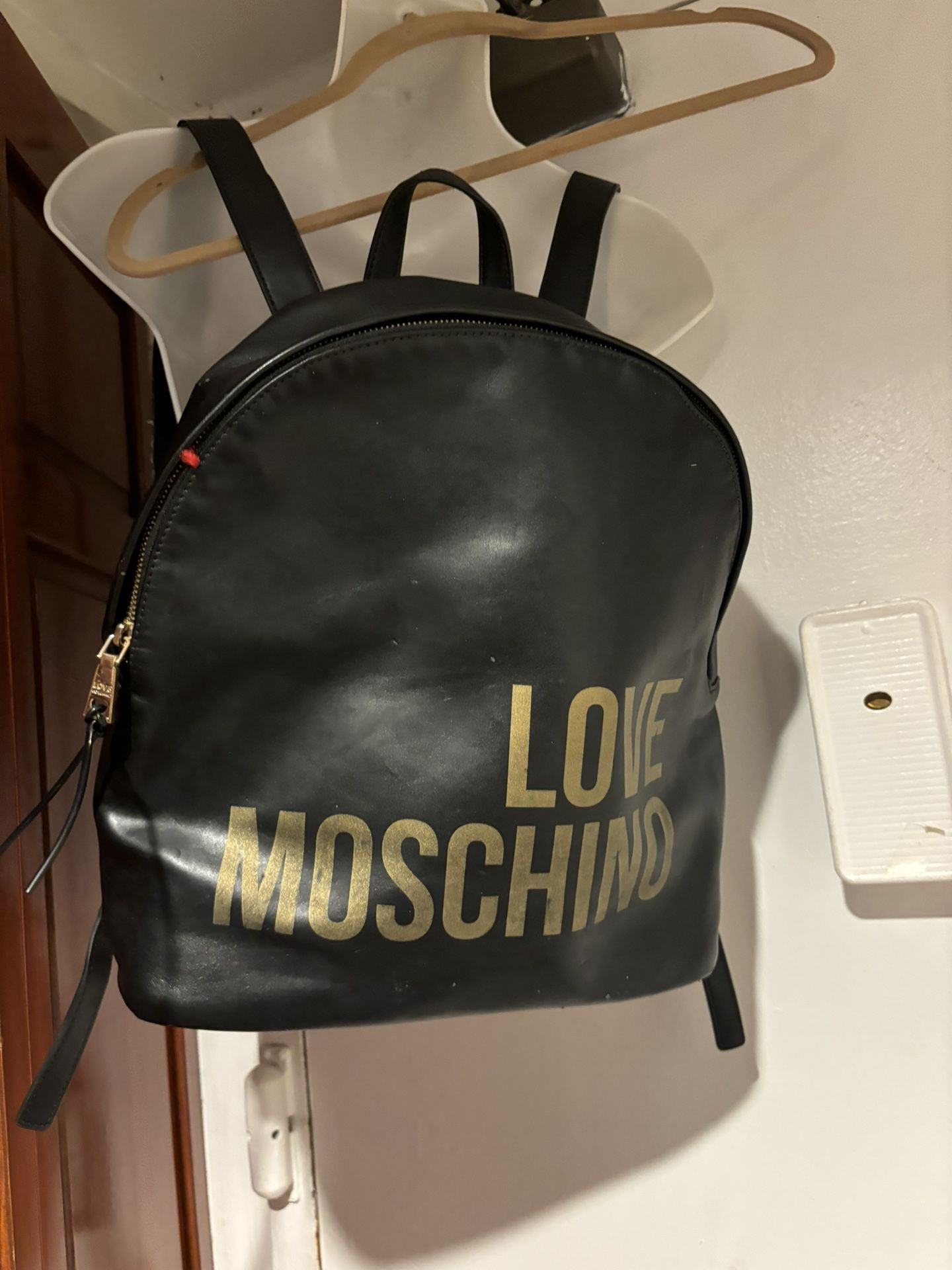 Moschino backpack big logo bag faux leather handbag purse laptop bookbag unisex