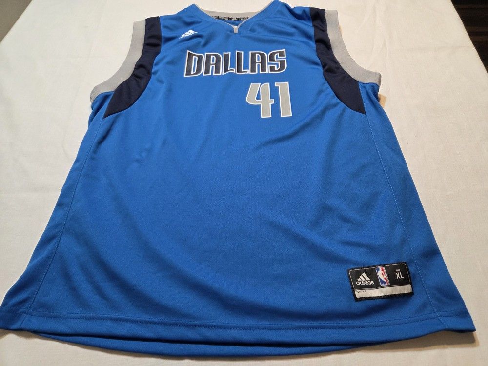 Dallas Mavs Youth XL 18-20 Dirk Nowitzki Blue Adidas NBA Jersey