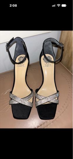 Vince Camuto Black Heeled Sandals with  rhinestones