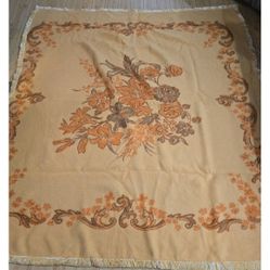 Vintage Blanket with Velvet Trim Reversible Floral 80.5 x 90 inches Cottage READ
