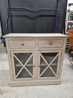 Rustic Glass door wood cabinet
