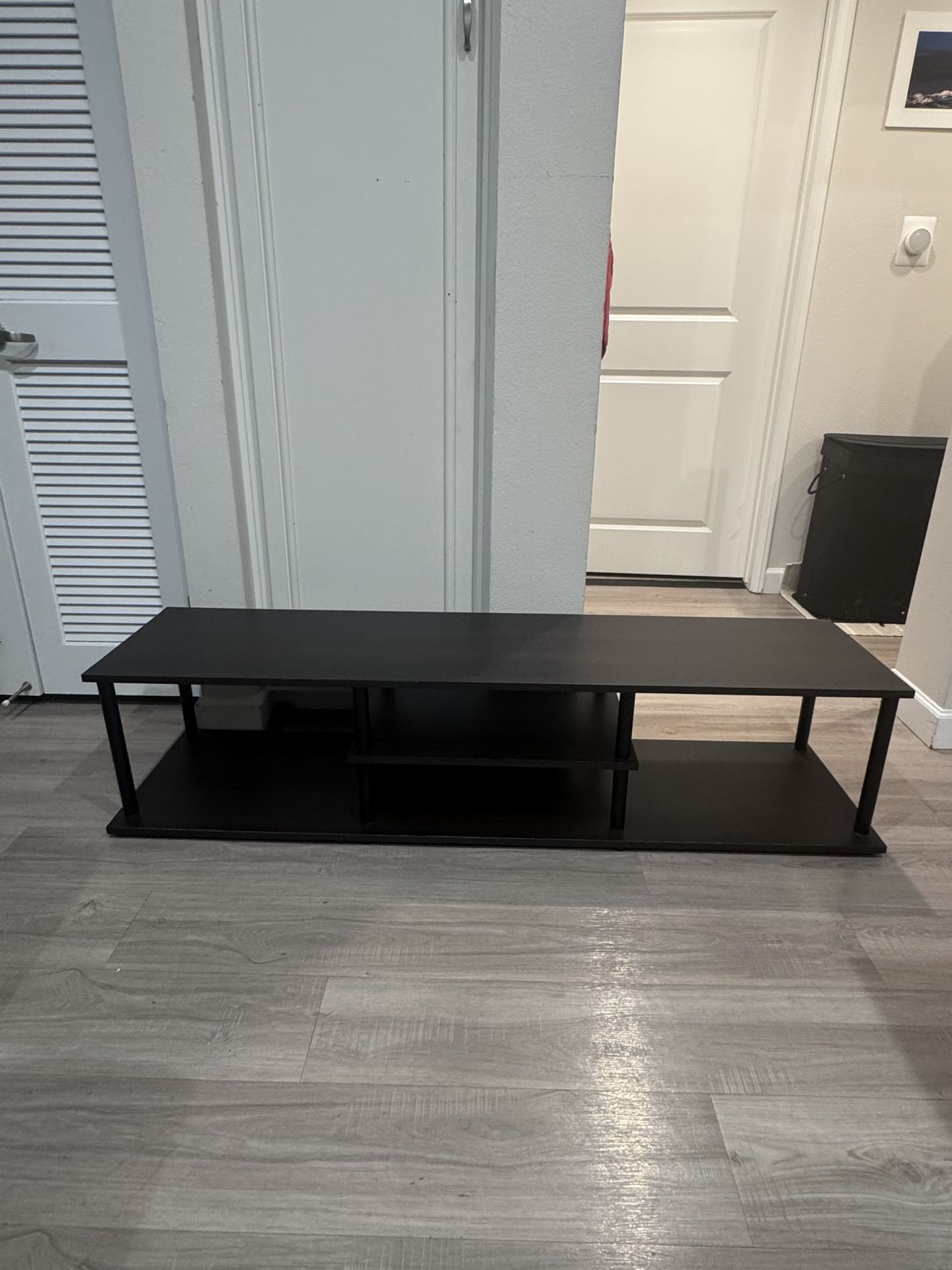 Modern Black TV Stand / Media Console – 60x14.75x13.5 in, 2-Tier Shelves