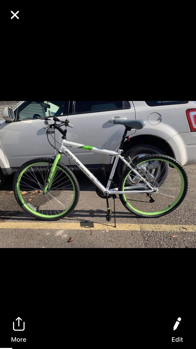 Custom White claw hard seltzer mountain bike.