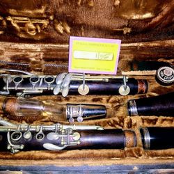 Antique wooden Buffet Crampon clarinet, w Kay O'Brien SIGNED SOLID Crystal mouthpiece