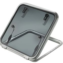 Vetus Altus ALT4747SL Scape Hatch  Square 21.4" Satin Frame Dark Smoke Acrylic Lens Boat Hatch Vent w/18.5" Cutout