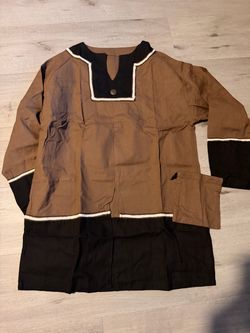Brown and Black Tunic Kurti with White Trim