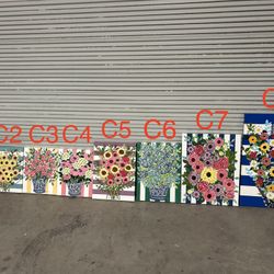 Hand Painted Floral Art Canvases