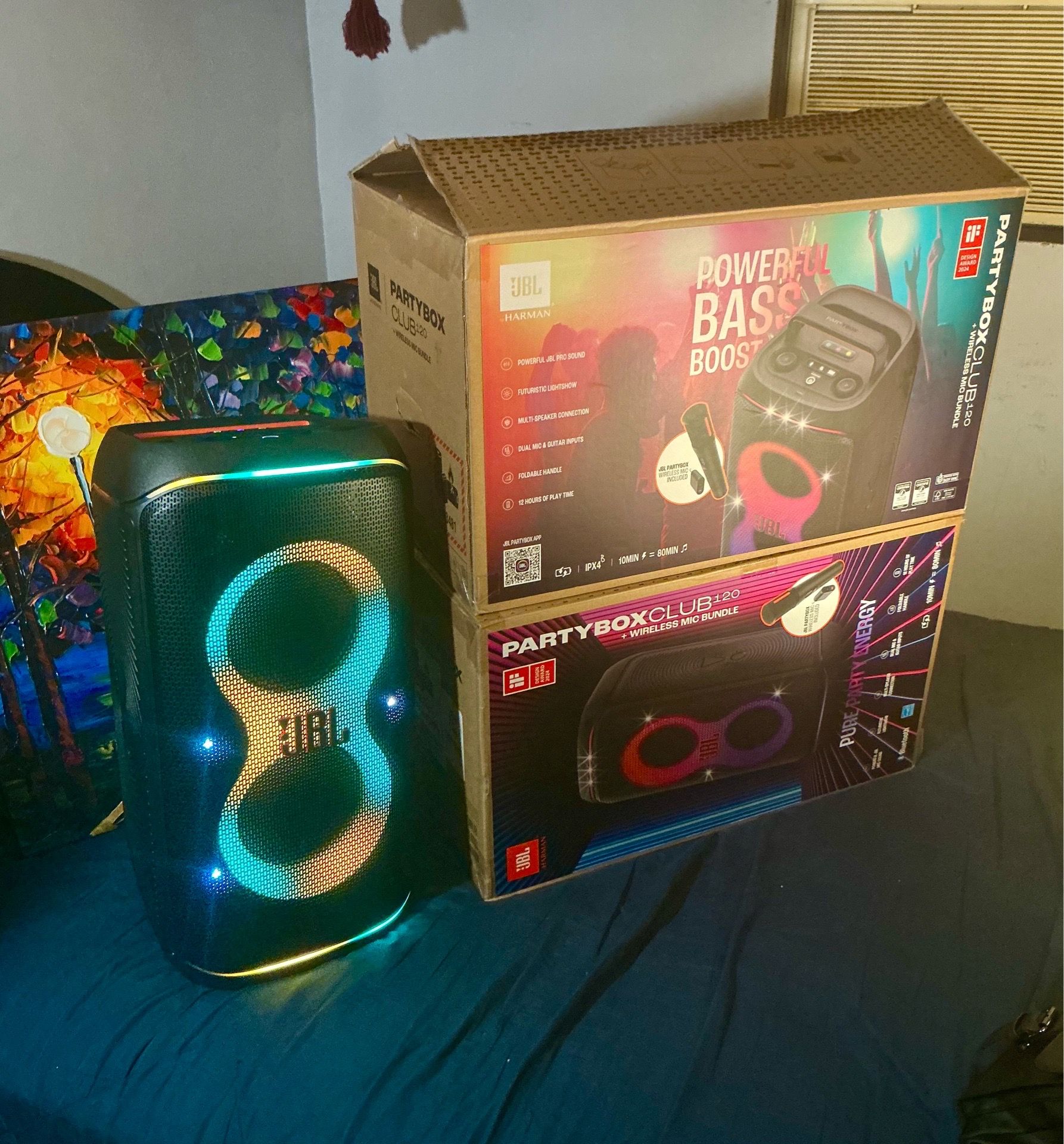 JBL Partybox Live 120 Portable Bluetooth Speaker ≠ Bass Boost, LED Lights, 160+ Watt, Wireless Microphone