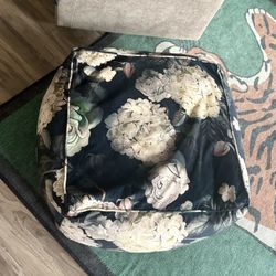 Velvet Floral Ottoman 