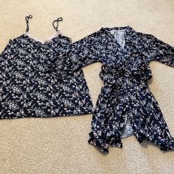 Nine West Pajama Dress and Robe Set Size Small