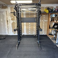 PRO SERIES Ultimate 3-1 Half Rack Functional Trainer w/Smith Machine Bar | 400lb Stack | Gym Equipment | Fitness | Commercial | Squat Rack 