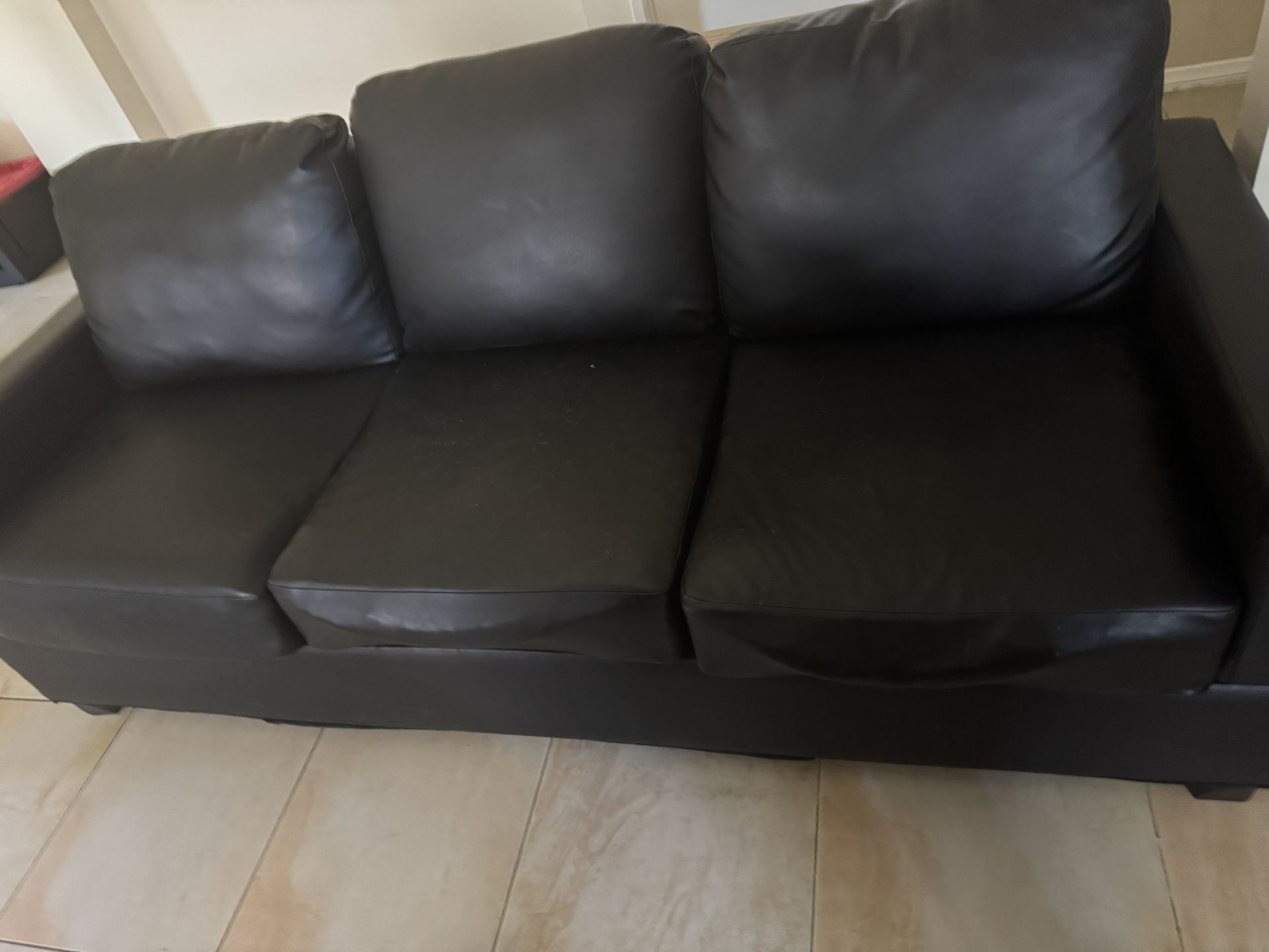 Black Faux Leather Couch