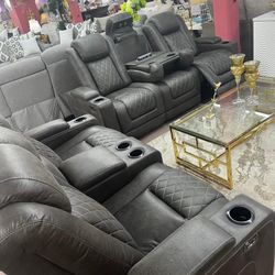 Power Reclining Sofa And Love Seat In Stock For Immediate Delivery 