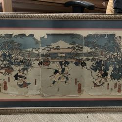 Antique Japanese Triptych Art