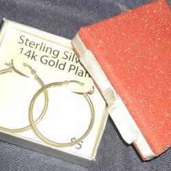 Gold Plated Sterling Silver Hoop Earrings 