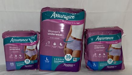 Assurance Women’s Incontinence & Postpartum Underwear – Maximum Absorbency (Size XS & Large)
