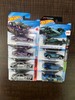 Hot wheels lot of 8 short card formula 1 Mazda Porsche Toyota Supra