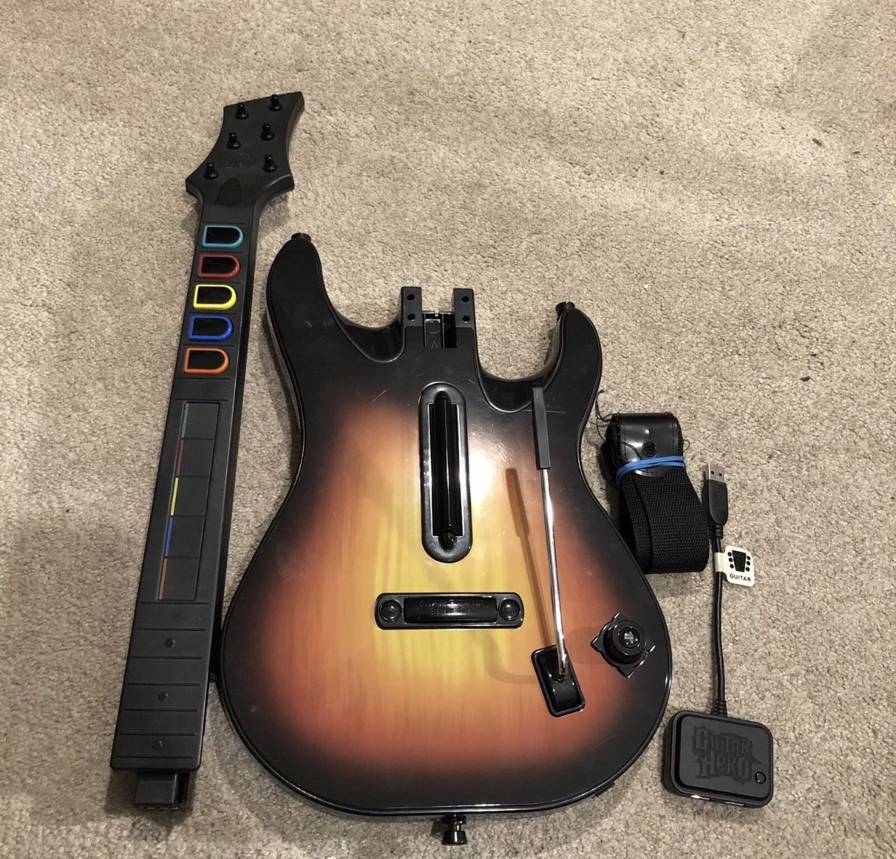 Guitar Hero PS3 Wireless Guitar Controller with Dongle Strap Sunburst World Tour