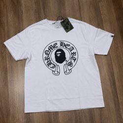 Chrome x bape white t shirt